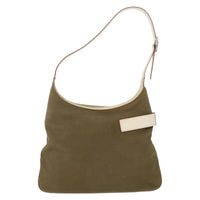 Salvatore Ferragamo Gancini Shoulder Bag Canvas Khaki Canvas Shoulder Bag Bag (Authentic Pre-Loved)
