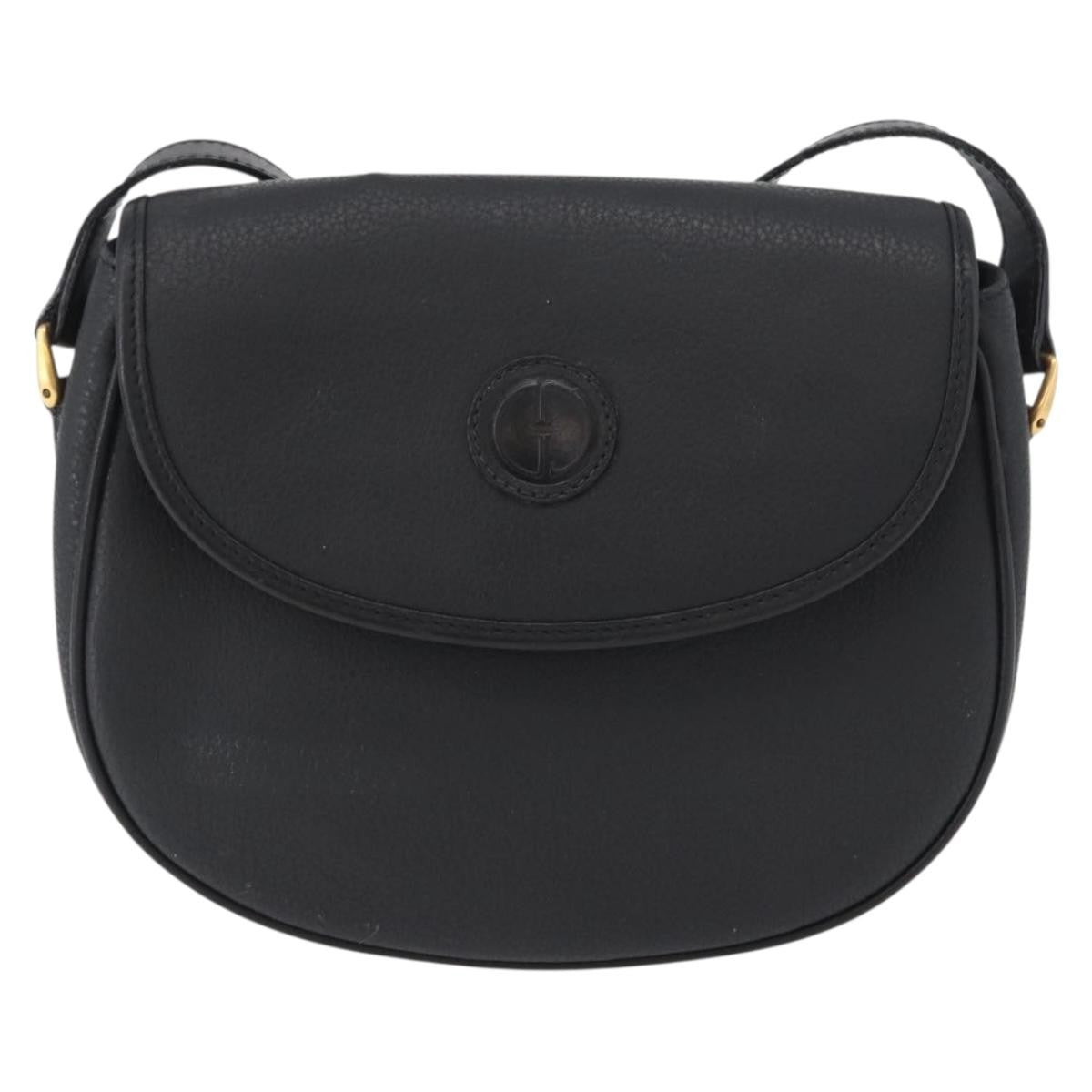 Gucci Vintage Shoulder Bag Leather Black Leather Shoulder Bag Bag (Authentic Pre-Loved)