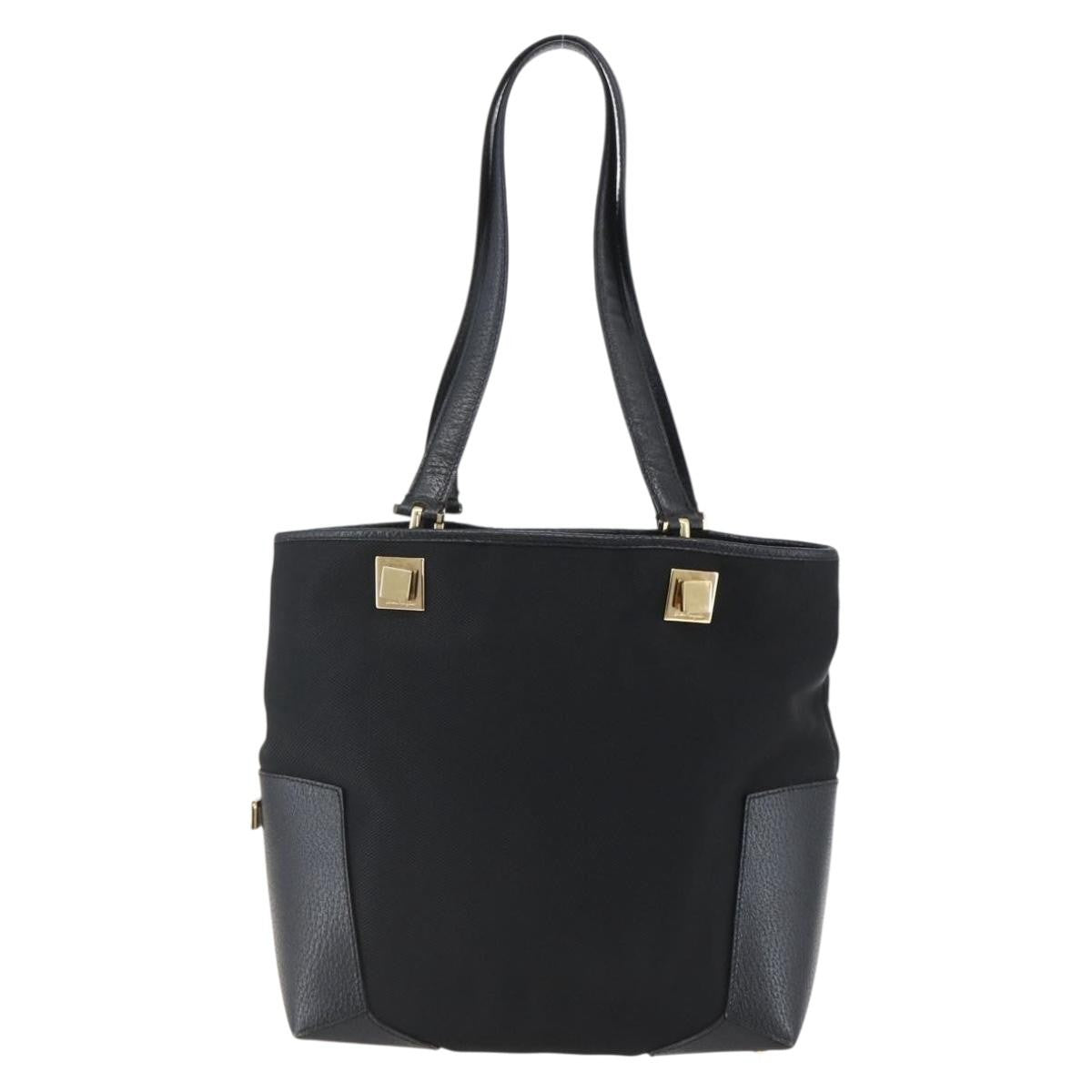 Salvatore Ferragamo Tote Bag Canvas Black Canvas Tote Bag Bag (Authentic Pre-Loved)