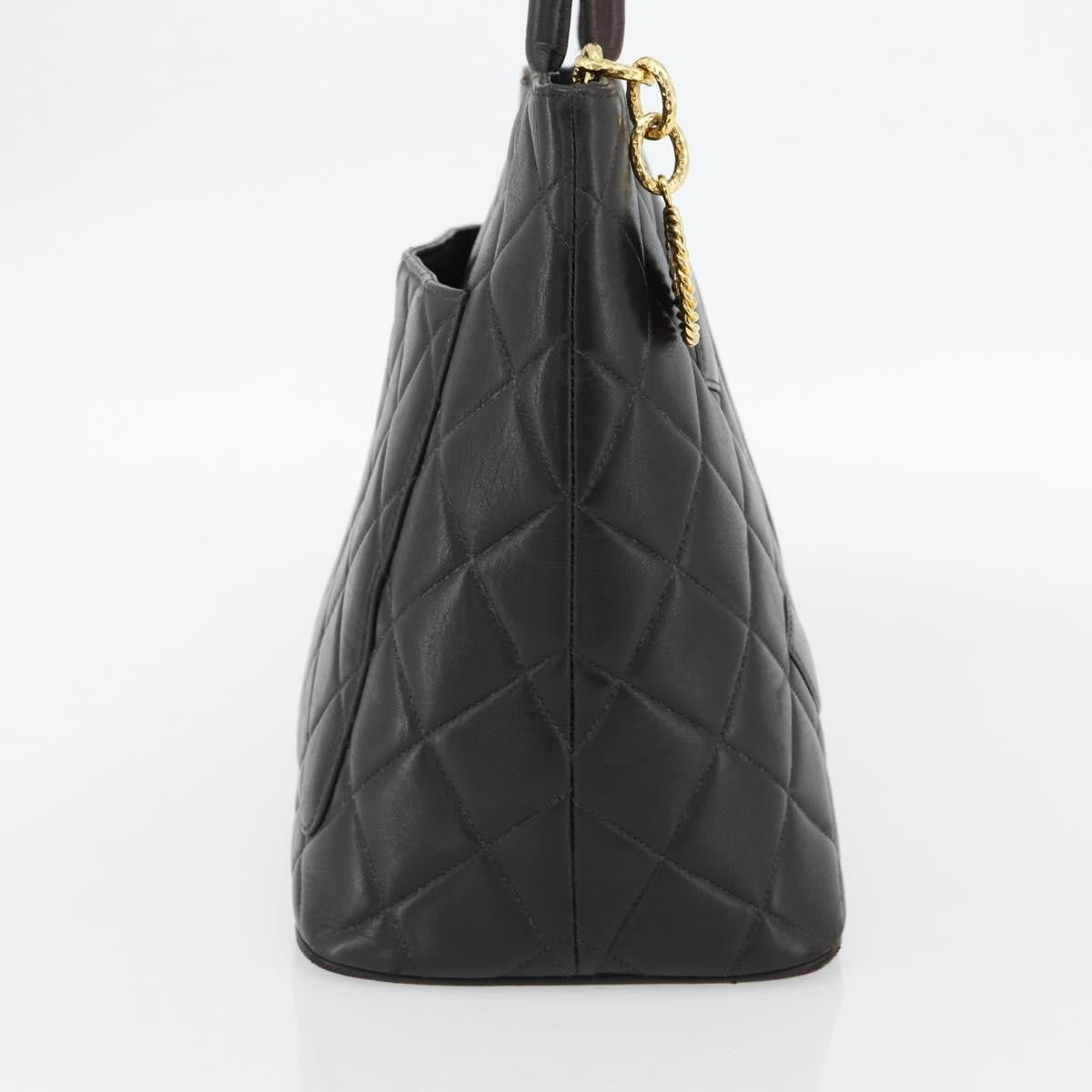 Chanel Matelassé Lambskin Leather Black Leather Tote Bag Bag (Pre-Loved)