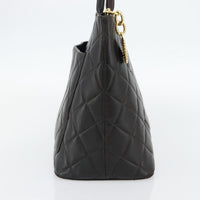 Chanel Matelassé Lambskin Leather Black Leather Tote Bag Bag (Pre-Loved)
