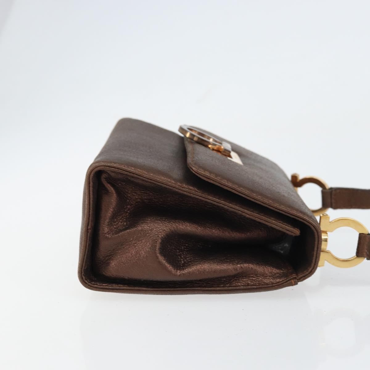 Salvatore Ferragamo Gancini Shoulder Bag Leather Gold Leather Shoulder Bag Bag (Authentic Pre-Loved)