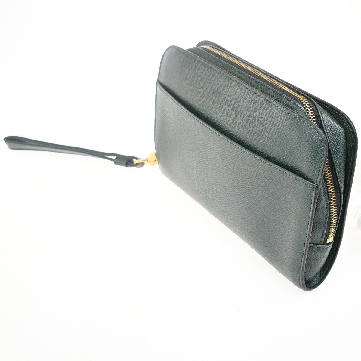 Louis Vuitton Pochette Baikal Clutch Taiga Leather Green Leather Clutche & Pouche Bag (Authentic Pre-Loved)
