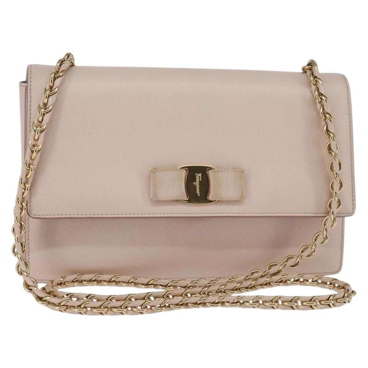 Salvatore Ferragamo Ginny Crossbody Bag Leather Pink Leather Shoulder Bag Bag (Authentic Pre-Loved)