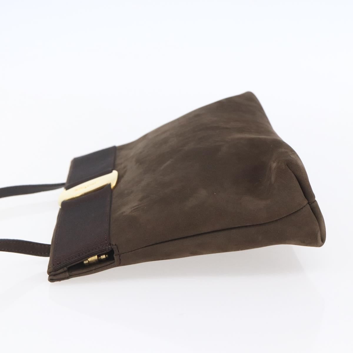 Salvatore Ferragamo Vala Shoulder Bag Suede Brown Suede Shoulder Bag Bag (Authentic Pre-Loved)