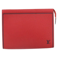 Louis Vuitton Pochette Voyage Taiga Leather Red Leather Clutche & Pouche Bag (Authentic Pre-Loved)