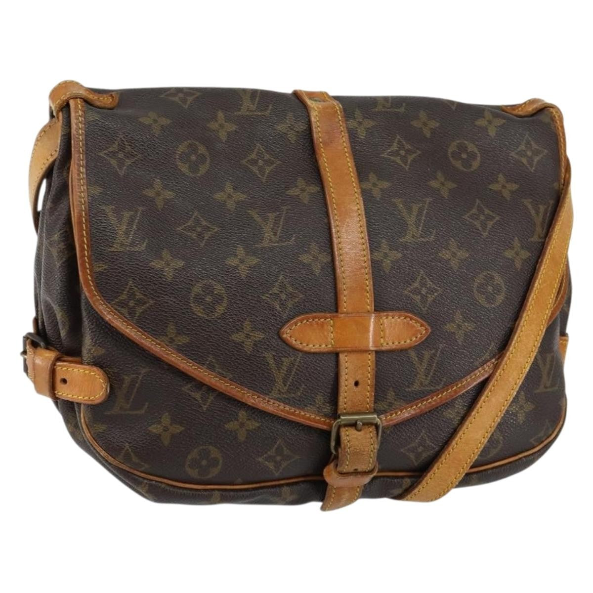 Louis Vuitton Saumur Handbag Monogram Canvas Brown Canvas Shoulder Bag Bag (Pre-Loved)