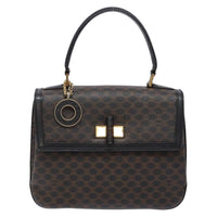 Celine Vintage Convertible Top Handle Bag Macadam Coated Canvas Black Canvas Handbag (Authentic Pre-Loved)