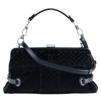 Chanel Vintage Cc Side Belted Bowler Bag Check Embossed Velvet Black Velvet Shoulder Bag Bag (Pre-Loved)