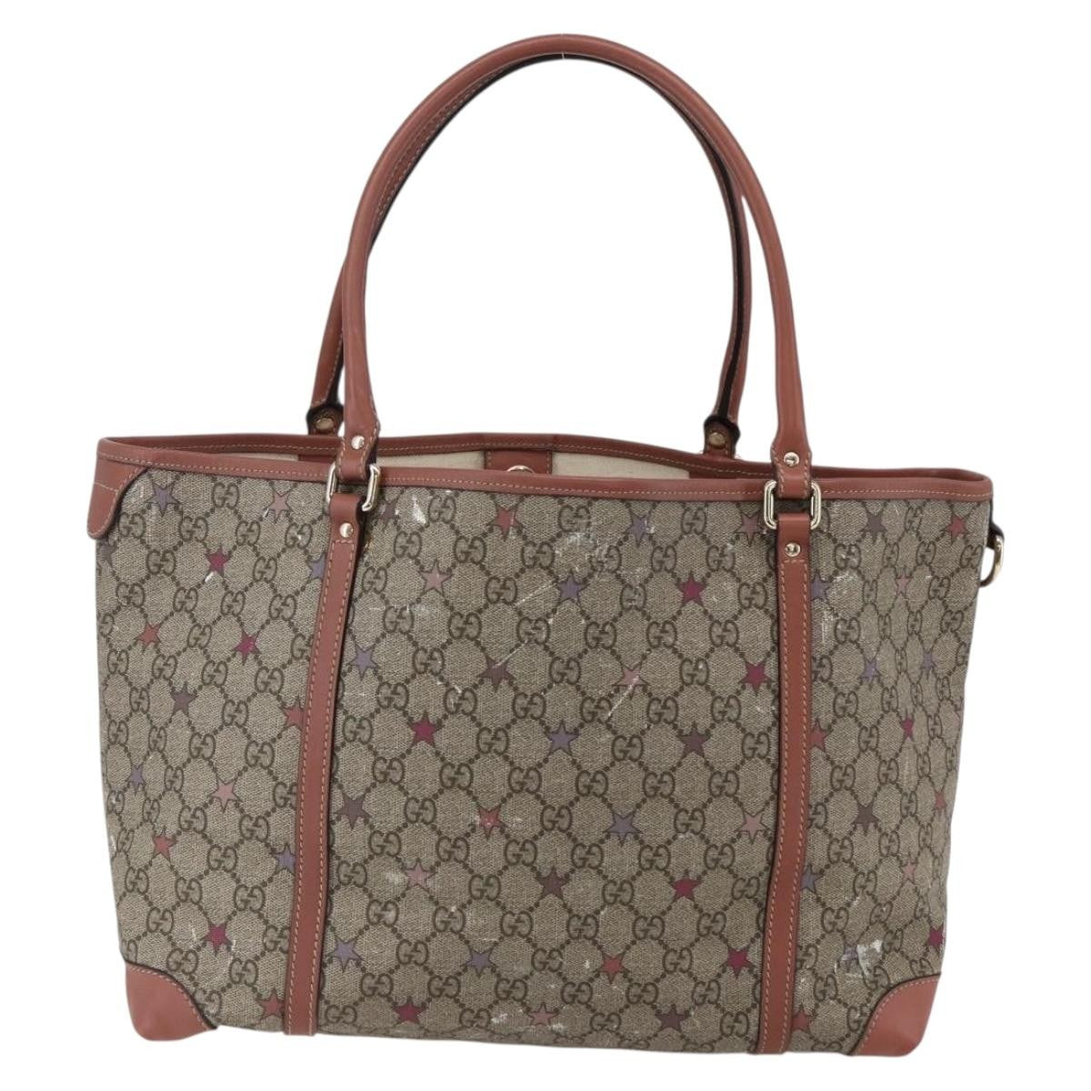 Gucci Joy Plus Tote Gg Coated Canvas With Leather Beige Canvas Tote Bag Bag (Pre-Loved)