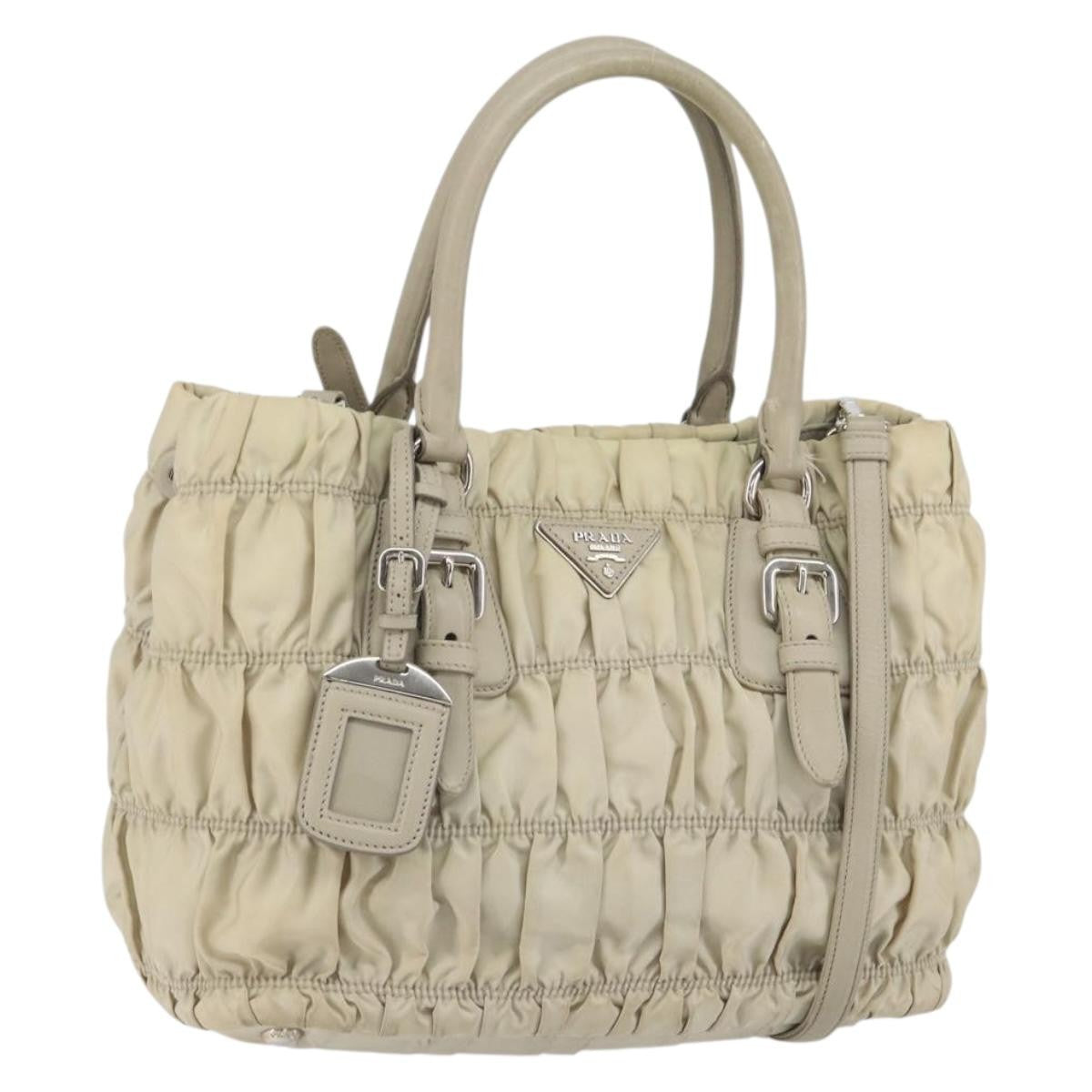 Prada Gaufre Convertible Tote Tessuto Beige Nylon Tote Bag Bag (Pre-Loved)