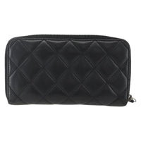 Chanel Zip Around Organizer Wallet Quilted Lambskin Black Leather Wallets Accessory (Authentic Pre-Loved)