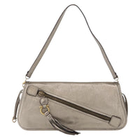 Salvatore Ferragamo Gancini Shoulder Bag Leather Silver Leather Shoulder Bag Bag (Authentic Pre-Loved)