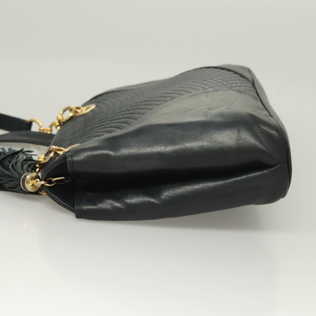 Bally Vintage Shoulder Bag Quilted Leather Black Leather Handbag (Pre-Loved)