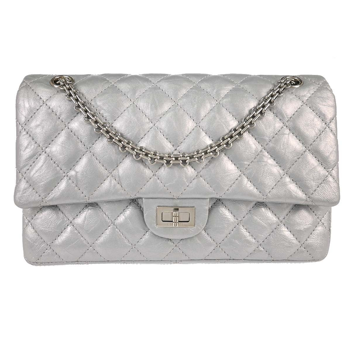 Chanel Reissue 2.55 Double Compartment Flap Bag Quilted Aged Calfskin Silver Calfskin Shoulder Bag Bag (Pre-Loved)
