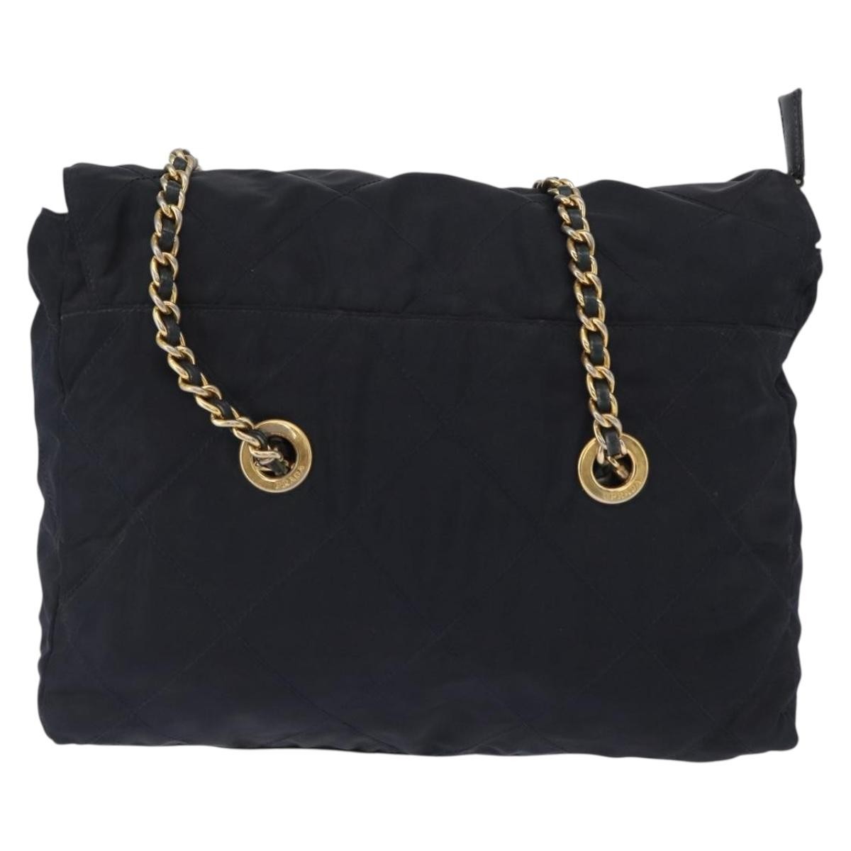 Prada Chain Shoulder Bag Tessuto Navy Nylon Shoulder Bag Bag (Pre-Loved)