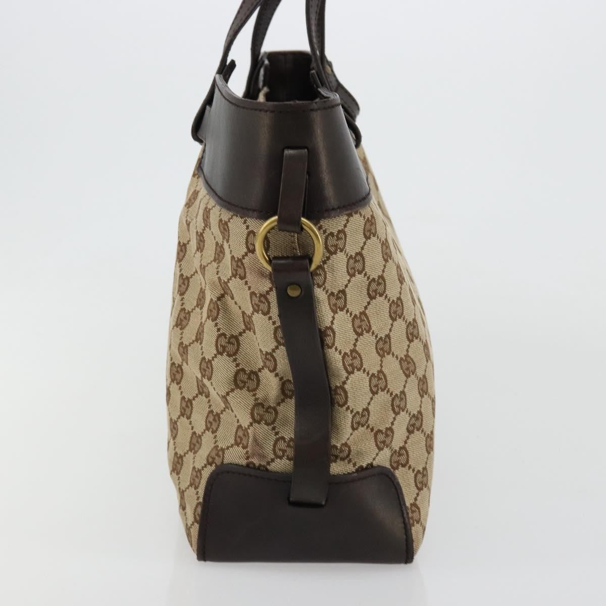Gucci Gucci Belted Bucket Tote Gg Canvas With Leather Beige Canvas Tote Bag Bag (Authentic Pre-Loved)