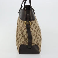 Gucci Gucci Belted Bucket Tote Gg Canvas With Leather Beige Canvas Tote Bag Bag (Authentic Pre-Loved)