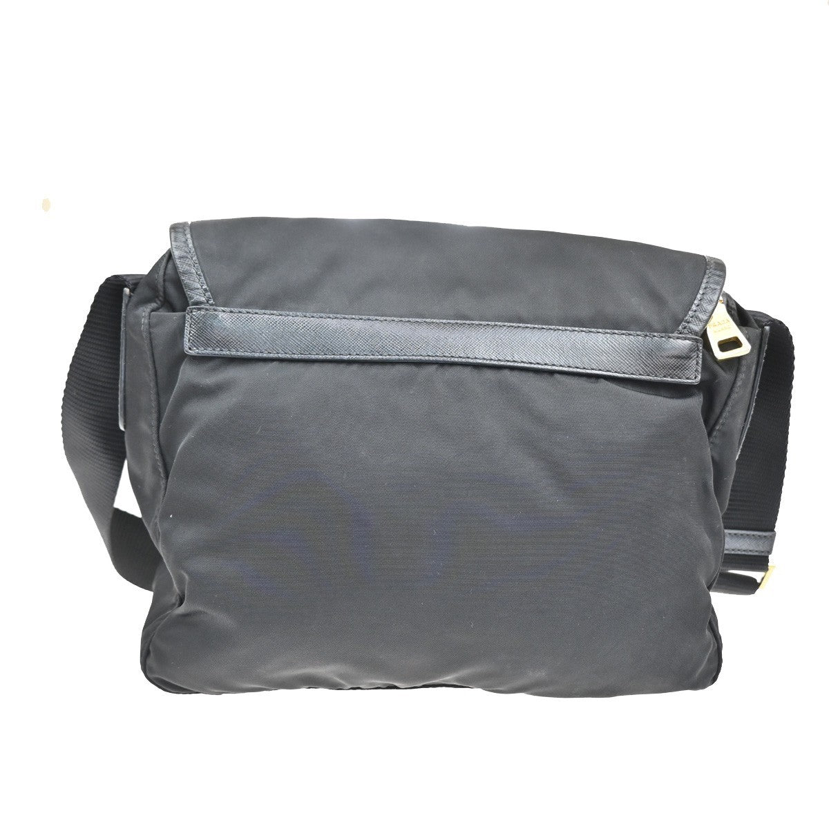 Prada Buckle Messenger Bag Tessuto Black Nylon Shoulder Bag Bag (Pre-Loved)