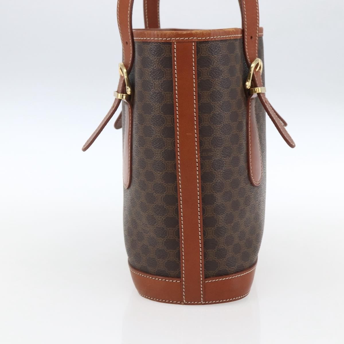 Celine Vintage Macadam Handbag Canvas And Leather Brown Canvas Handbag (Authentic Pre-Loved)
