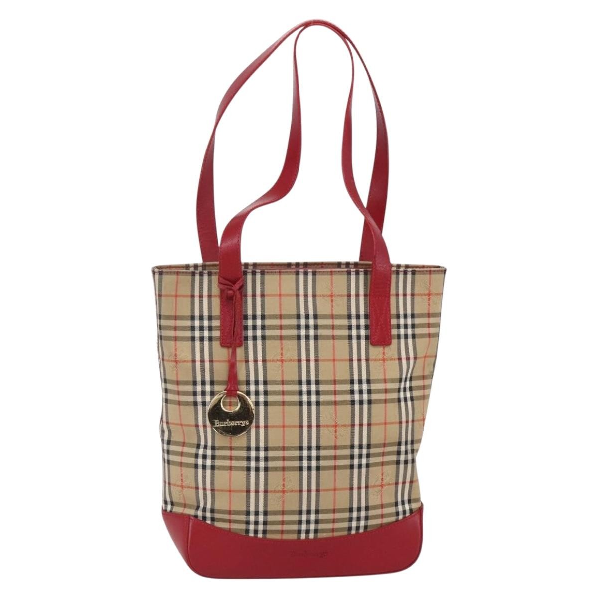 Burberry Nova Check Tote Canvas Check Pattern Beige Canvas Tote Bag Bag (Authentic Pre-Loved)