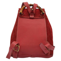 Gucci Gucci Bamboo Backpack Daim Red Suede Backpack Bag (Authentic Pre-Loved)