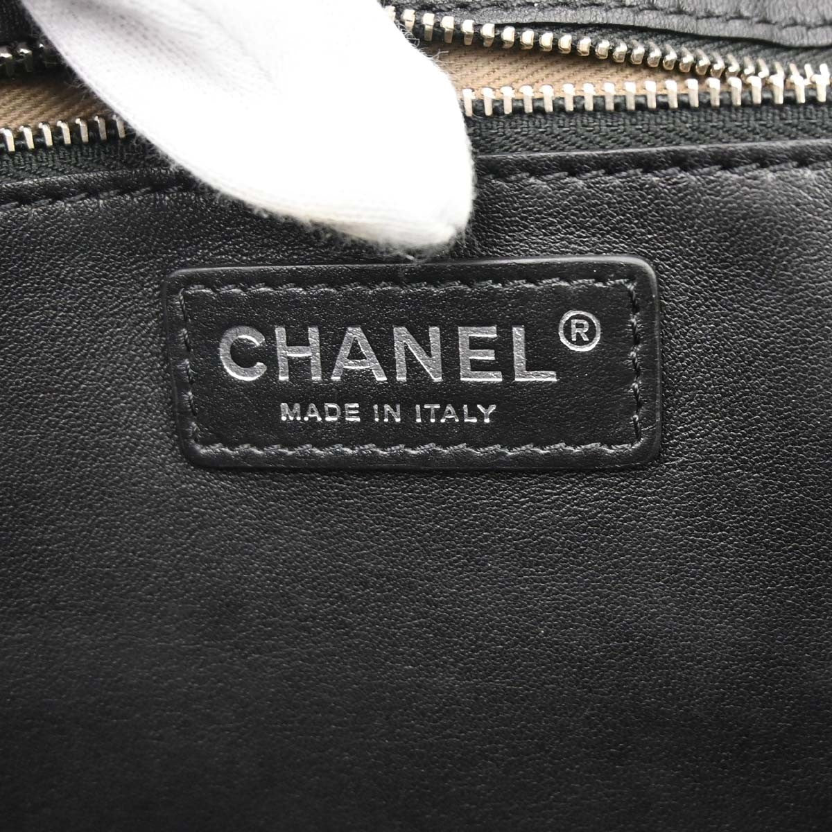 Chanel Covered Cc Shopping Tote Stitched Calfskin Black Leather Tote Bag Bag (Pre-Loved)
