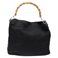 Gucci Vintage Bamboo Handle Tote Nylon Black Nylon Bag (Pre-Loved)