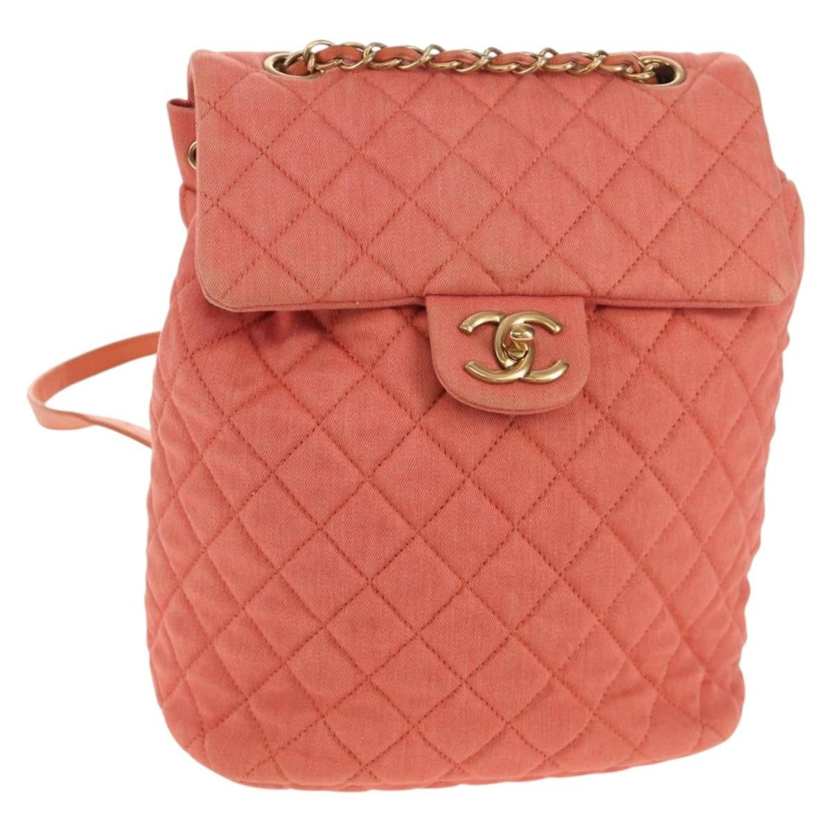 Chanel Vintage Flap Backpack Denim Pink Denim_Jeans Backpack Bag (Authentic Pre-Loved)