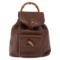 Gucci Vintage Bamboo Backpack Leather Brown Leather Backpack Bag (Authentic Pre-Loved)
