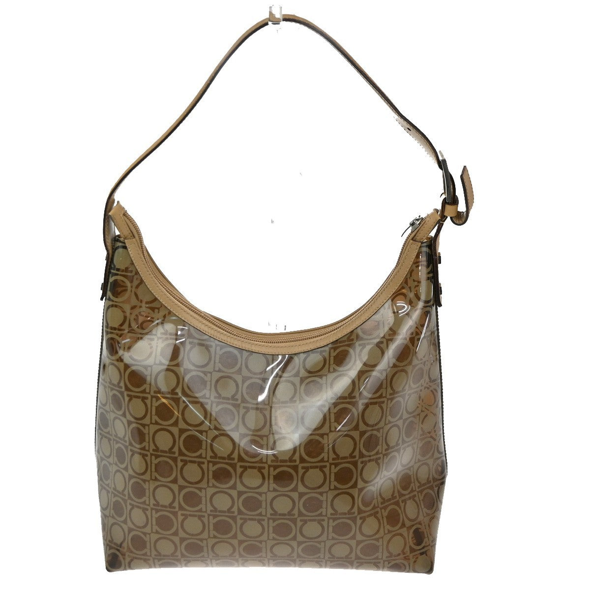 Salvatore Ferragamo Gancini Shoulder Bag Vinyl Brown Plastic Shoulder Bag Bag (Authentic Pre-Loved)