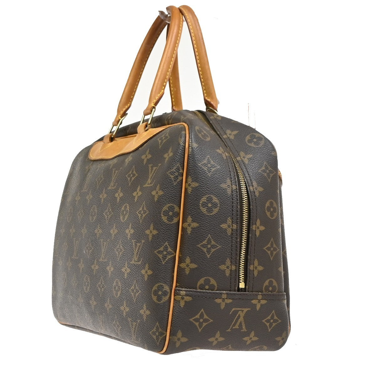 Louis Vuitton Louis Vuitton Deauville Handbag Monogram Canvas Brown Leather Handbag (Authentic Pre-Loved)