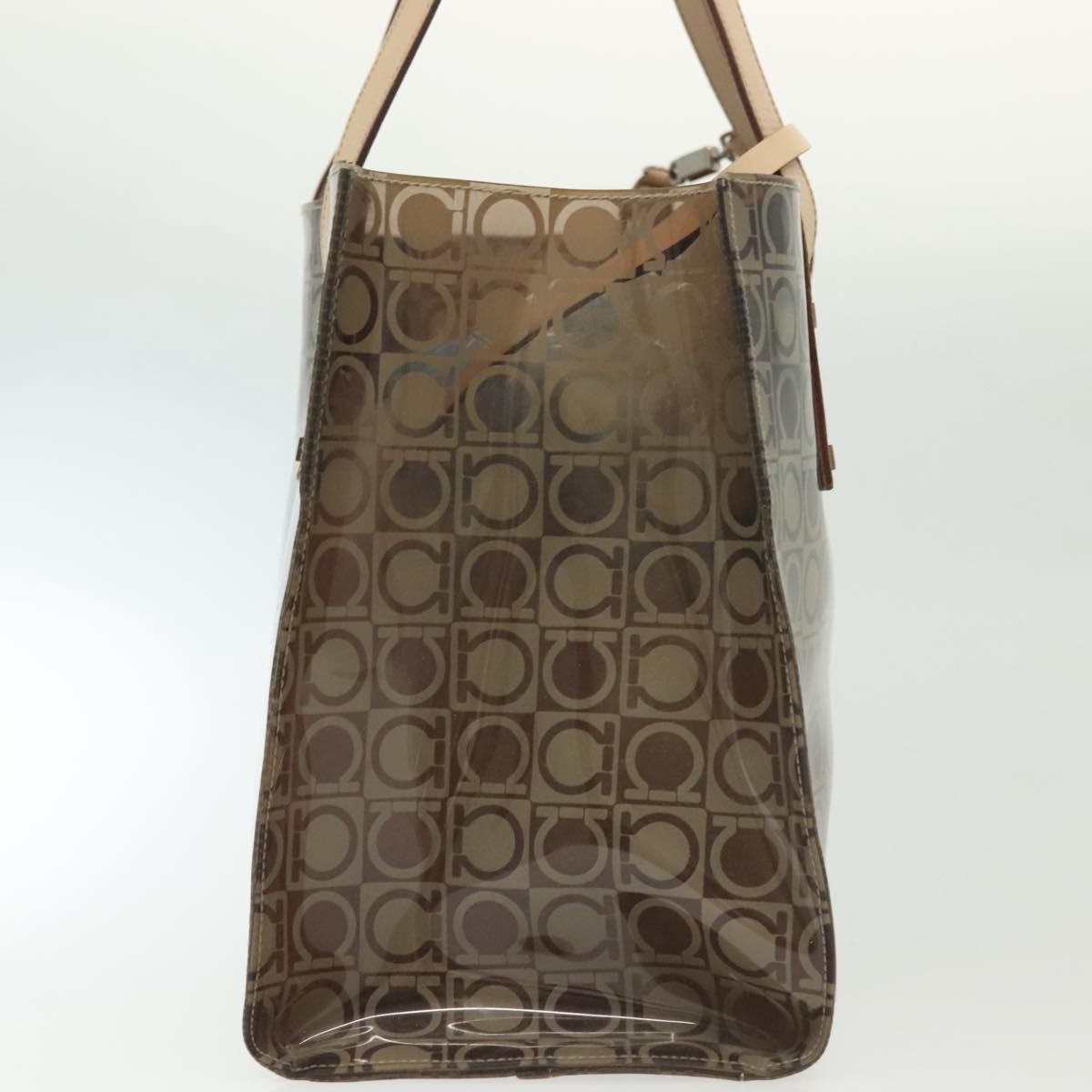 Salvatore Ferragamo Salvatore Ferragamo Gancini Tote Vinyl Brown Synthetic Tote Bag Bag (Pre-Loved)