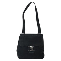 Salvatore Ferragamo Vala Shoulder Bag Suede Black Suede Shoulder Bag Bag (Authentic Pre-Loved)