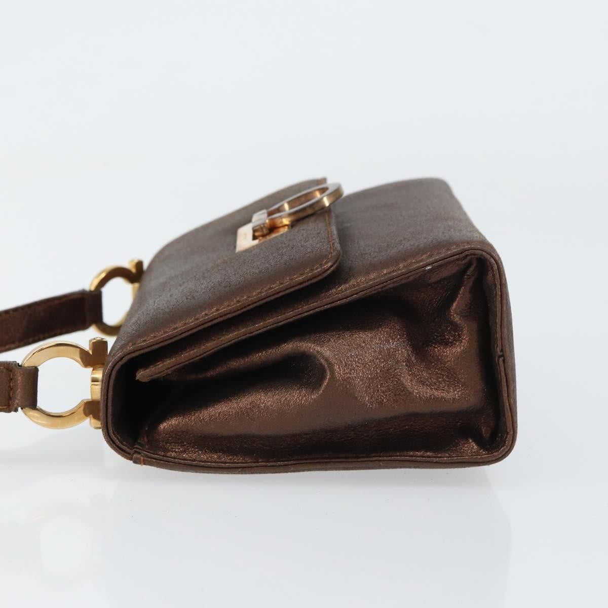 Salvatore Ferragamo Gancini Shoulder Bag Leather Gold Leather Shoulder Bag Bag (Authentic Pre-Loved)