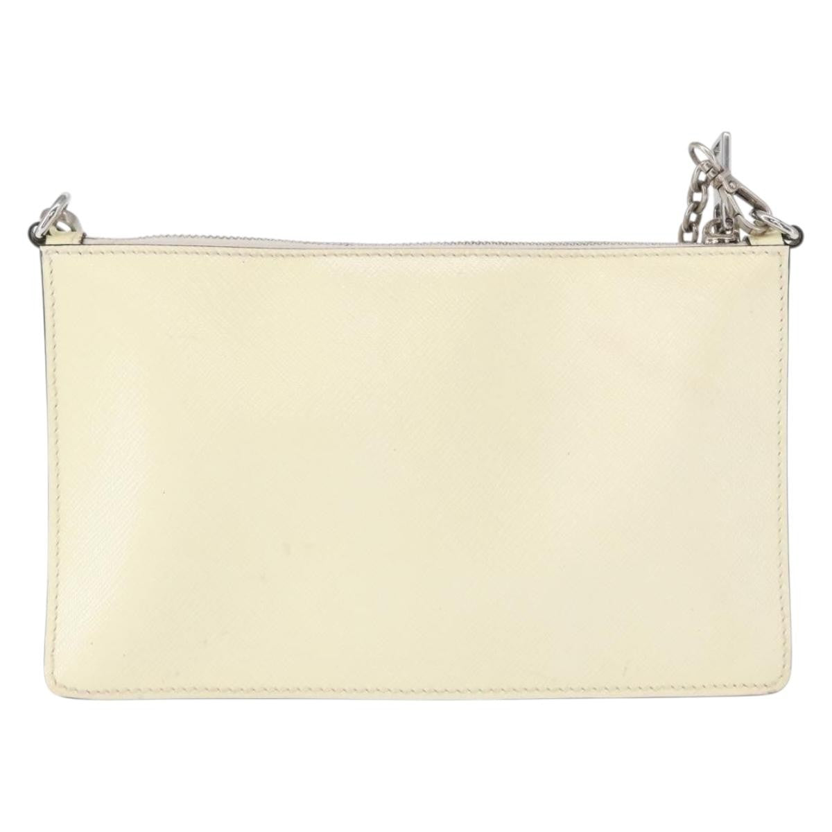 Prada Chain Crossbody Bag Vernice Saffiano Leather White Leather Shoulder Bag Bag (Pre-Loved)