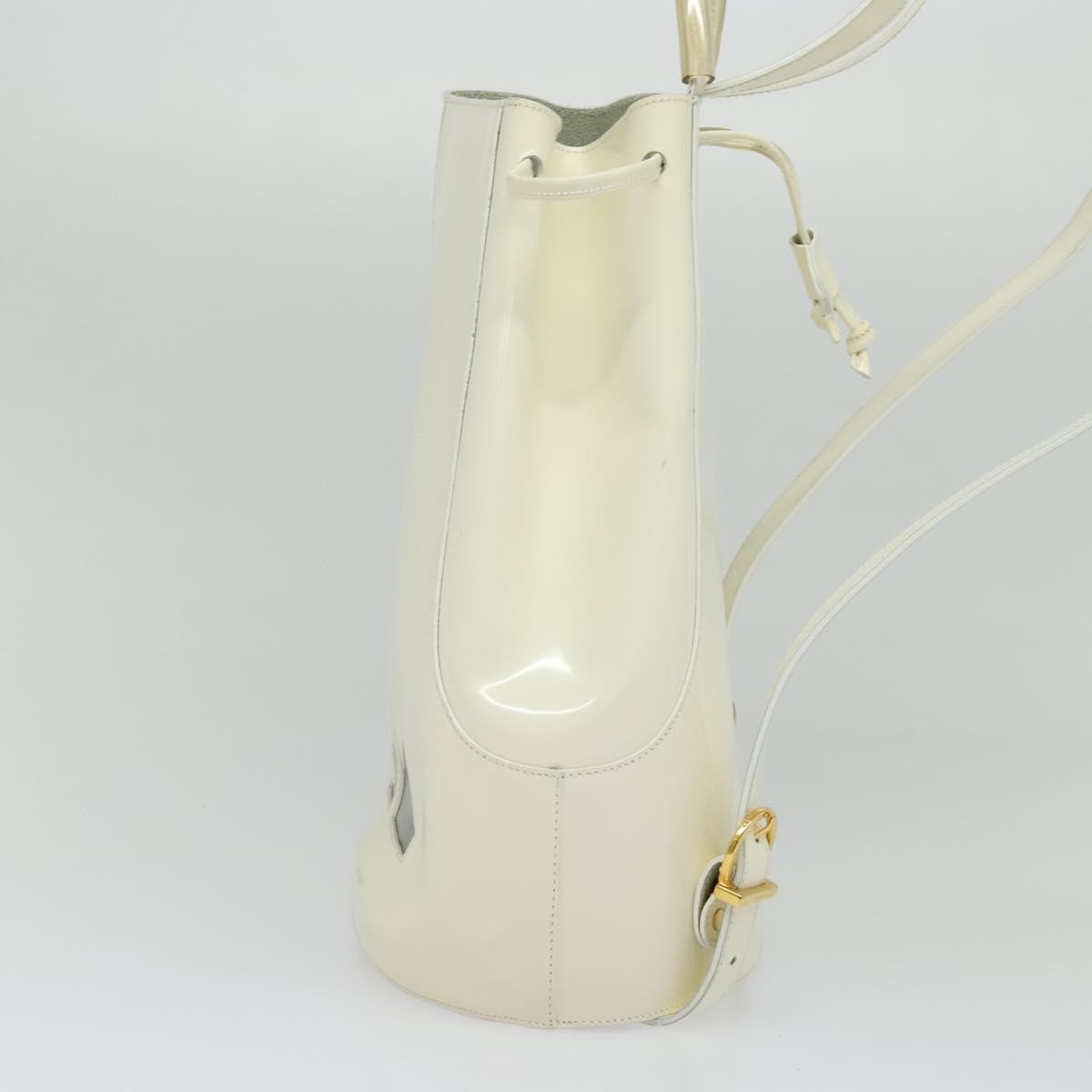 Salvatore Ferragamo Vintage Gancini Backpack Patent Leather White Patent_Leather Backpack Bag (Authentic Pre-Loved)