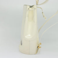 Salvatore Ferragamo Vintage Gancini Backpack Patent Leather White Patent_Leather Backpack Bag (Authentic Pre-Loved)