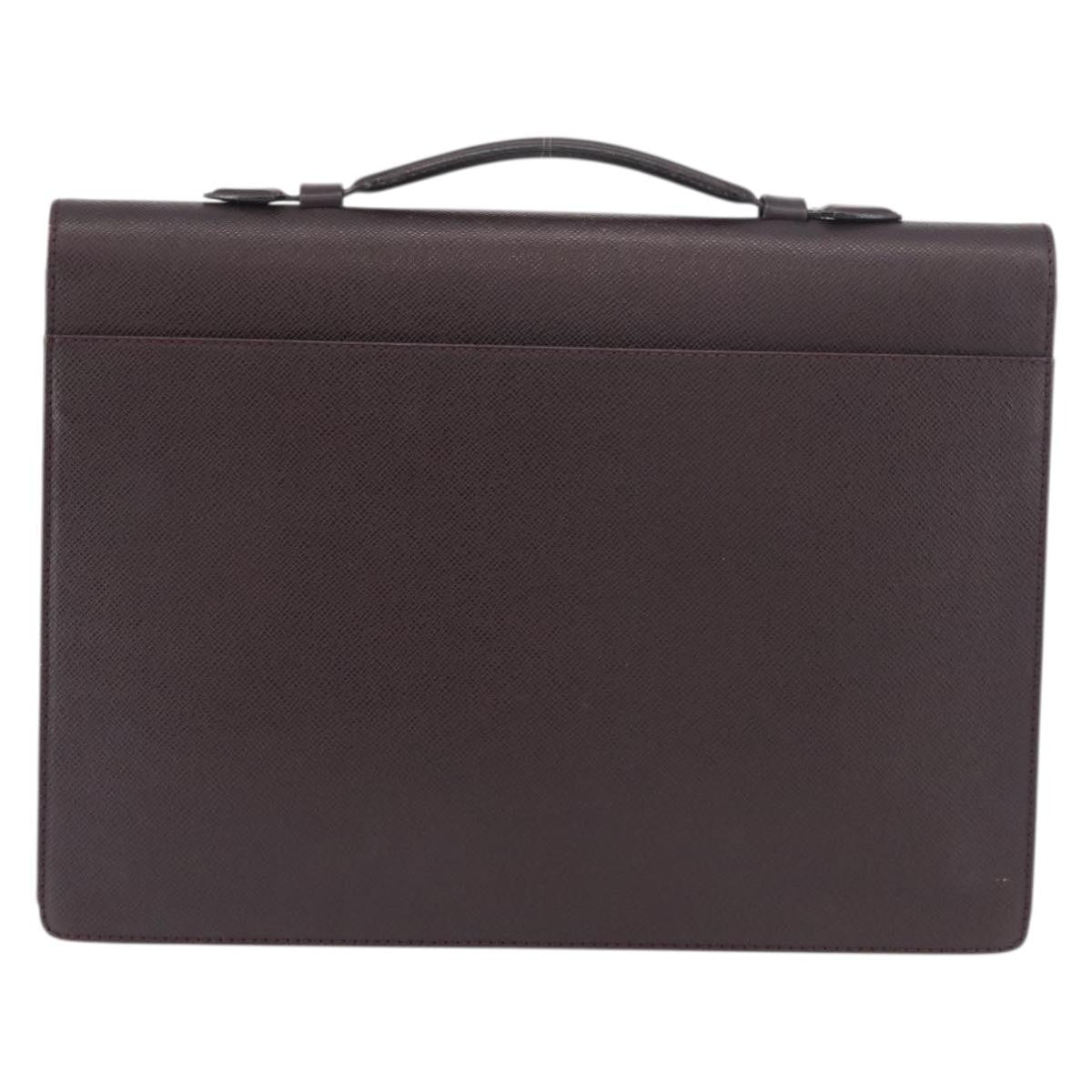 Louis Vuitton Serviette Kourad Briefcase Taiga Leather Burgundy Leather Briefcase Bag (Authentic Pre-Loved)