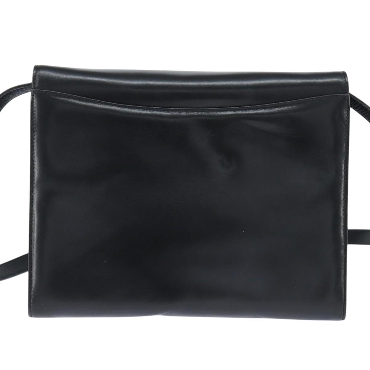 Salvatore Ferragamo Gancini Flap Shoulder Bag Leather Black Leather Shoulder Bag Bag (Authentic Pre-Loved)