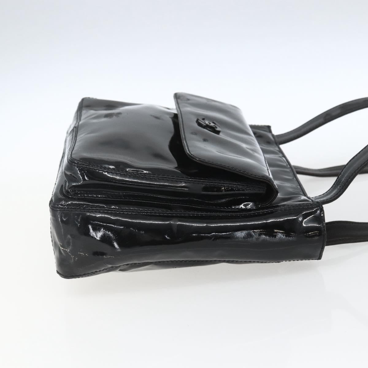 Chanel Chanel Vintage Flap Shoulder Bag Patent Leather Black Patent_Leather Shoulder Bag Bag (Authentic Pre-Loved)