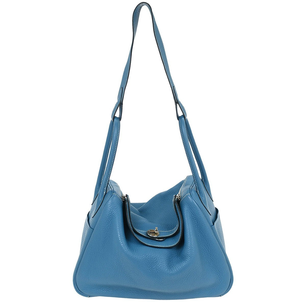 Hermes Lindy Bag Clemence Blue Leather Shoulder Bag Bag (Authentic Pre-Loved)