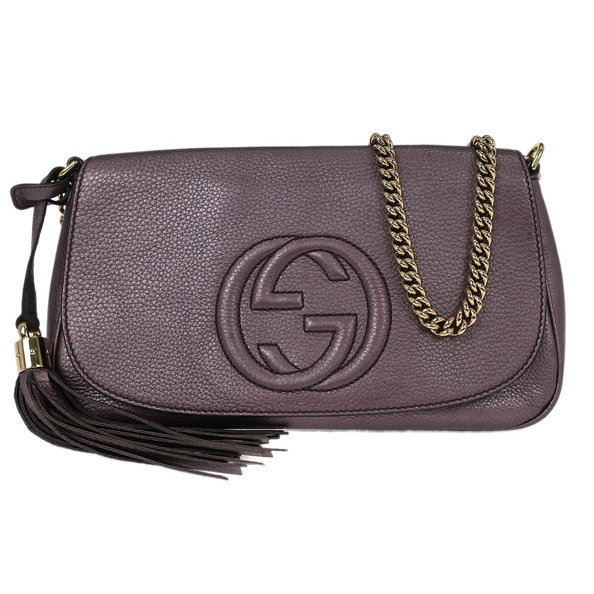 Gucci Gucci Soho Chain Crossbody Bag Leather Purple Leather Shoulder Bag Bag (Pre-Loved)