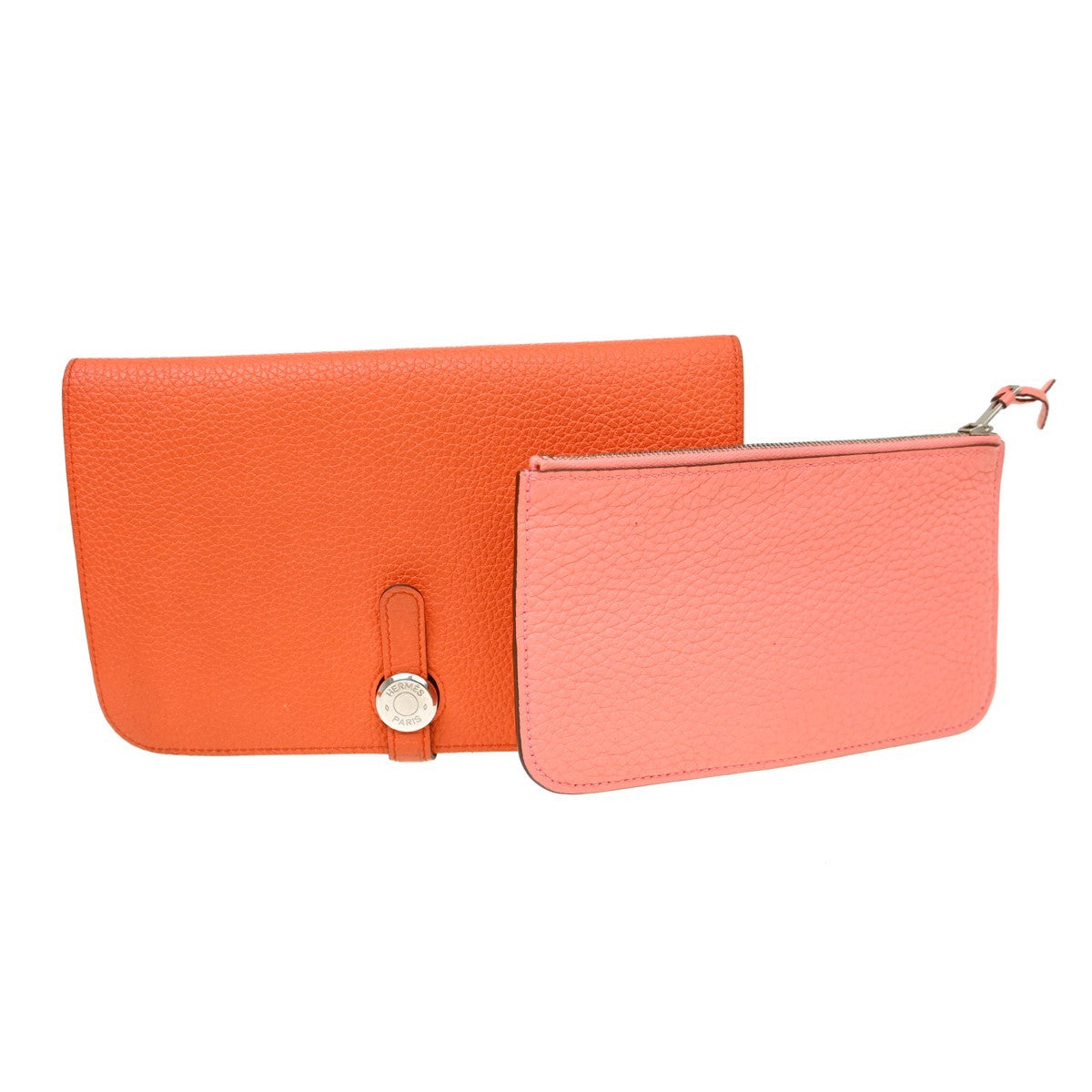 Hermes Dogon Duo Combined Wallet Leather Orange Leather Wallets Accessory (Pre-Loved)