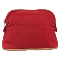 Hermes Bolide Travel Pouch Canvas Red Canvas Clutche & Pouche Bag (Pre-Loved)