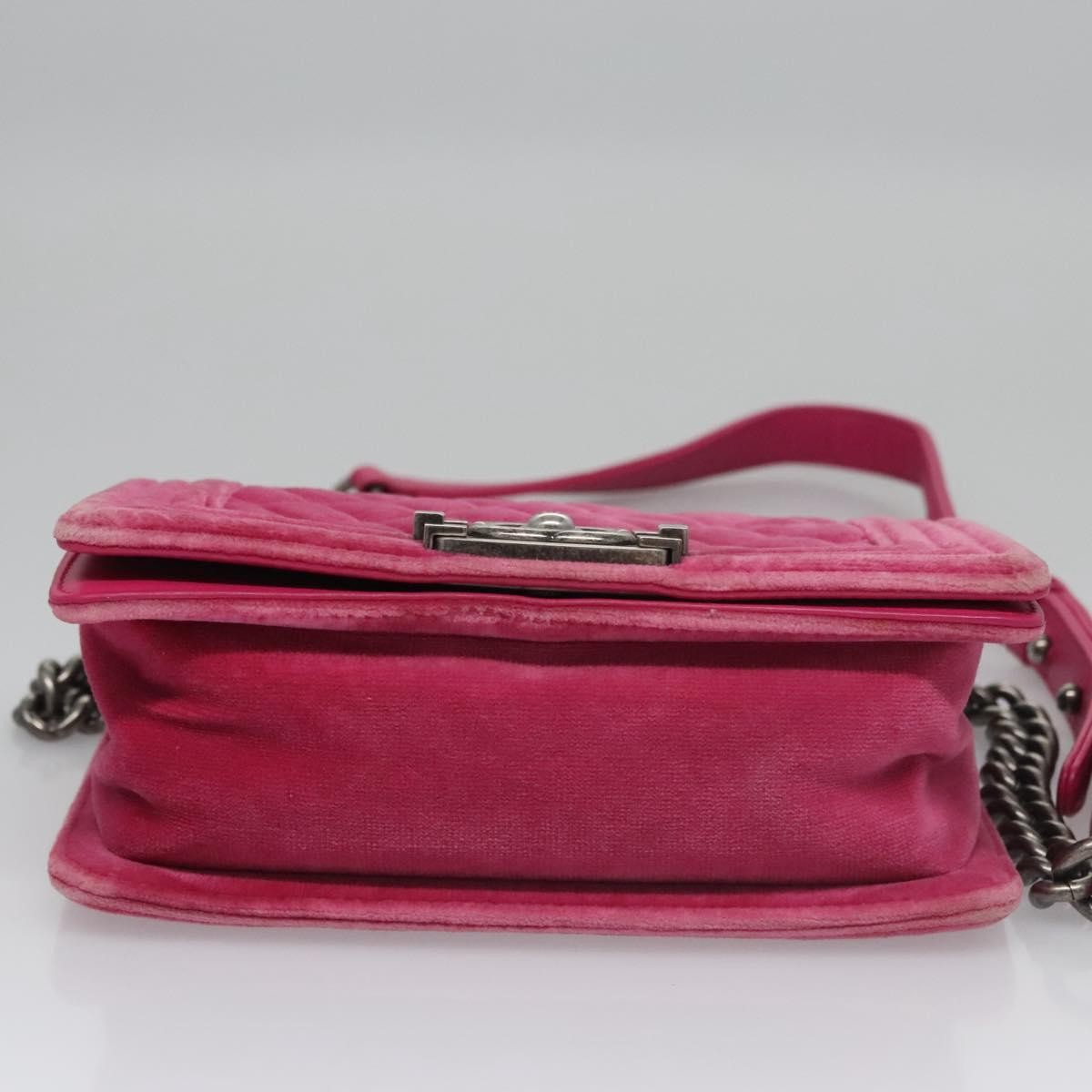Chanel Boy Flap Bag Quilted Velvet Pink Velvet Shoulder Bag Bag (Authentic Pre-Loved)