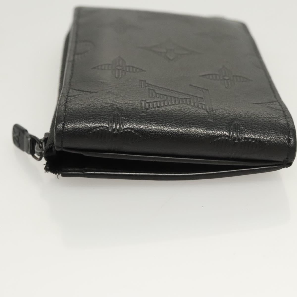 Louis Vuitton Hybrid Wallet Monogram Shadow Leather Black Leather Wallets Accessory (Pre-Loved)