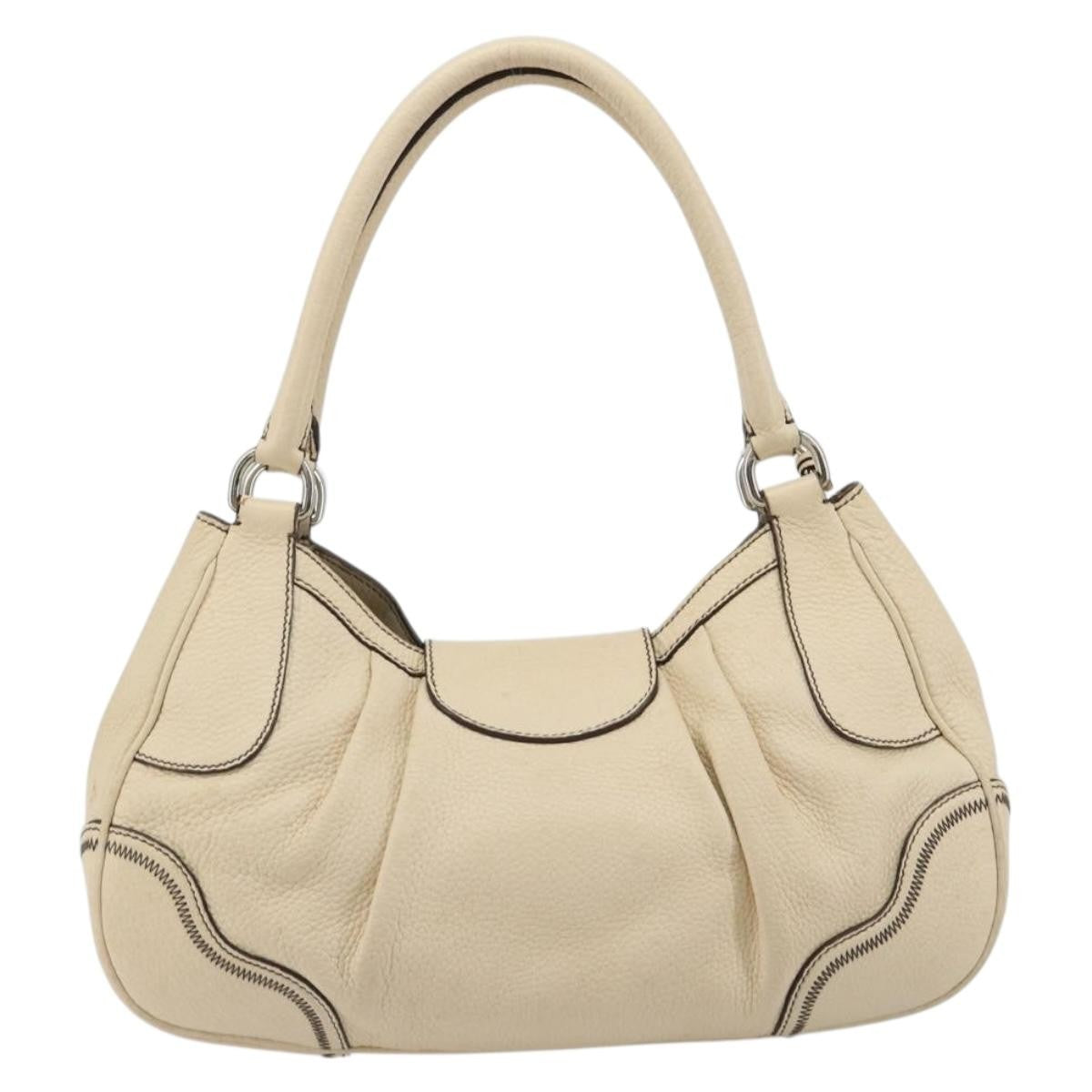 Prada Vintage Handbag Leather White Leather Handbag (Pre-Loved)