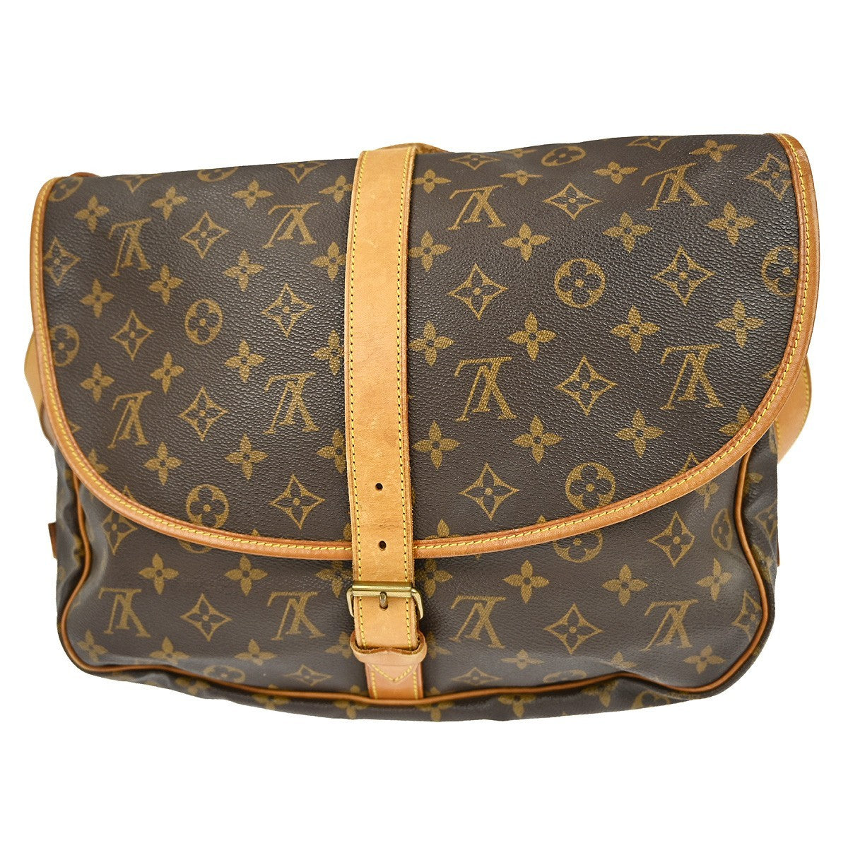 Louis Vuitton Saumur Handbag Monogram Canvas Brown Canvas Shoulder Bag Bag (Pre-Loved)