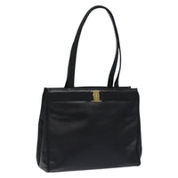Salvatore Ferragamo Vintage Vara Bow Tote Lizard Embossed Leather Black Leather Tote Bag Bag (Authentic Pre-Loved)